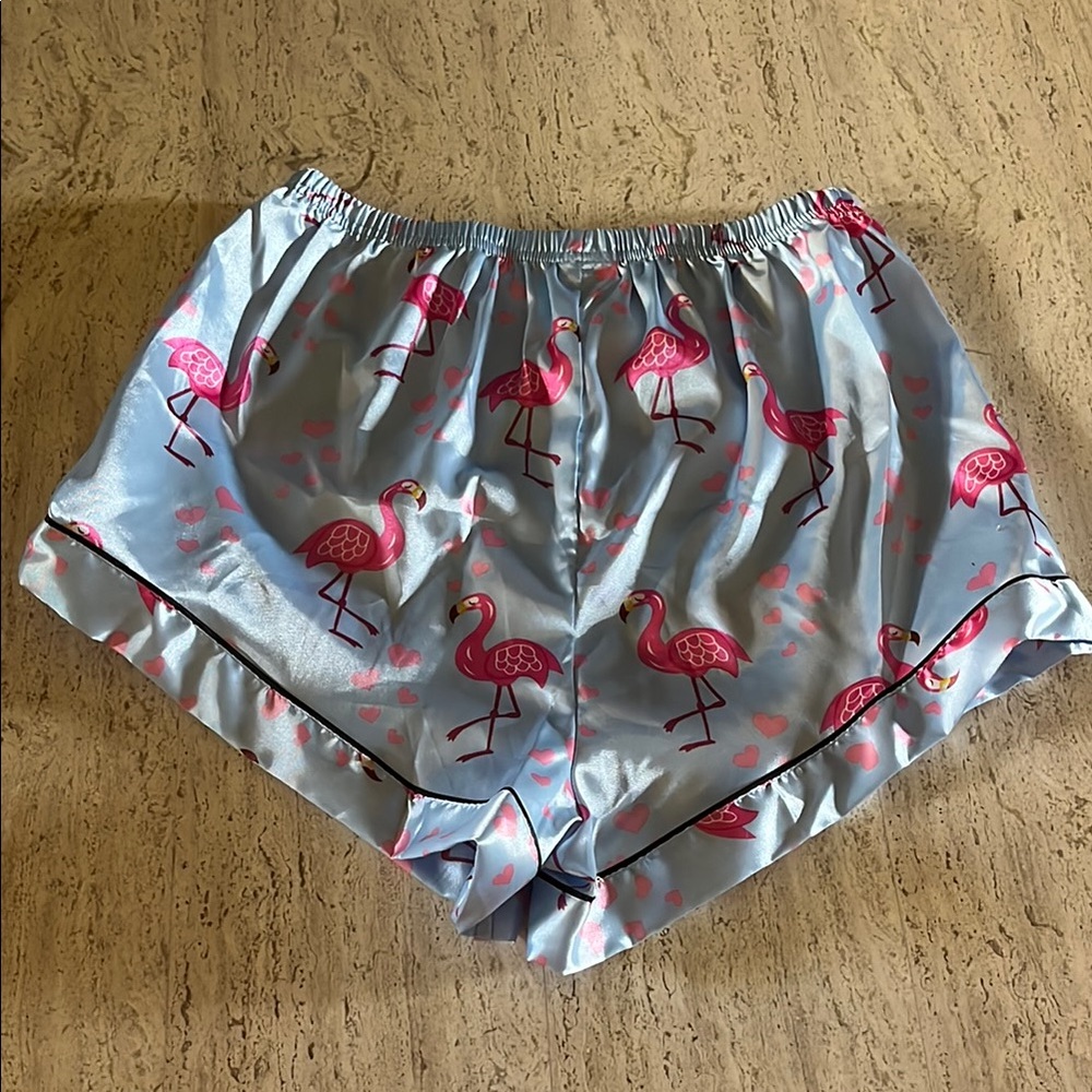 SHEIN Blue and Pink Flamingo Pajama Shorts